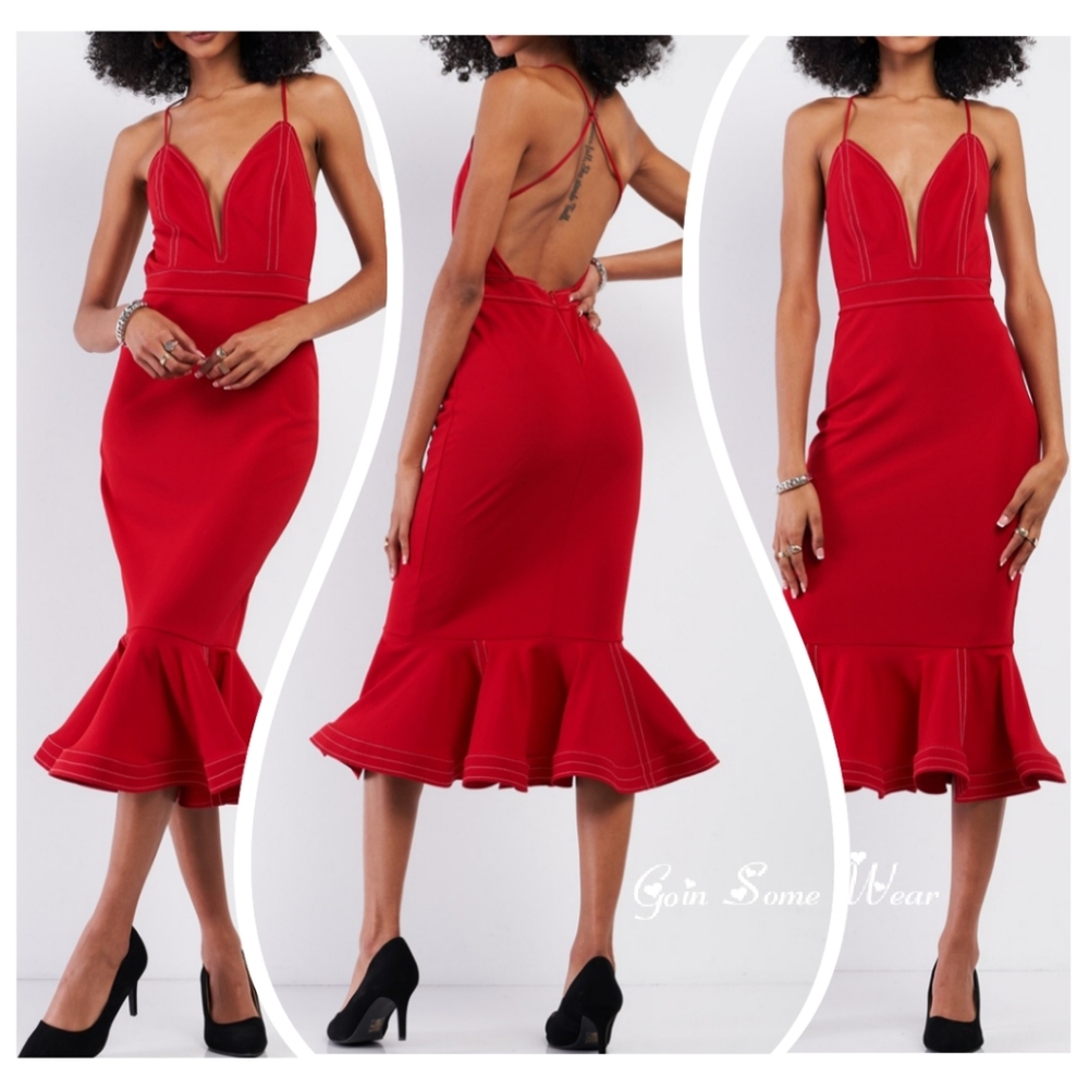 Lady in Red Mermaid Flare Tail Dress Sizes Small Medium Large
